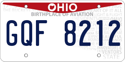 OH license plate GQF8212