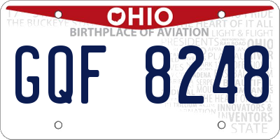 OH license plate GQF8248