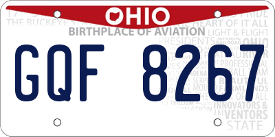 OH license plate GQF8267