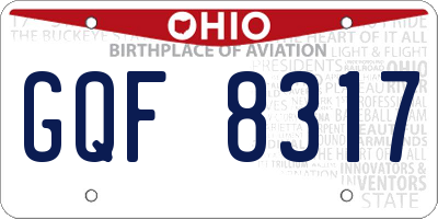 OH license plate GQF8317