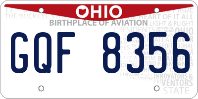 OH license plate GQF8356