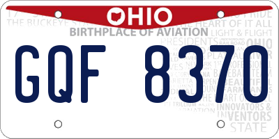 OH license plate GQF8370