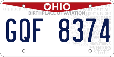 OH license plate GQF8374