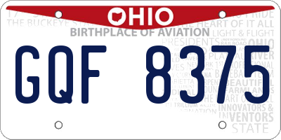 OH license plate GQF8375