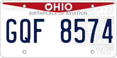OH license plate GQF8574