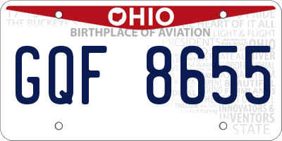 OH license plate GQF8655