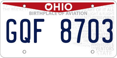 OH license plate GQF8703