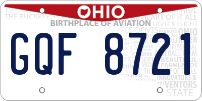 OH license plate GQF8721