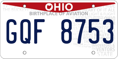 OH license plate GQF8753