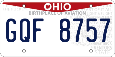 OH license plate GQF8757