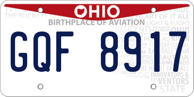 OH license plate GQF8917