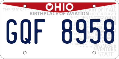OH license plate GQF8958