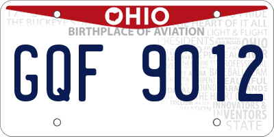 OH license plate GQF9012
