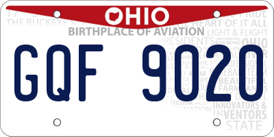 OH license plate GQF9020