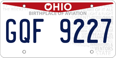 OH license plate GQF9227