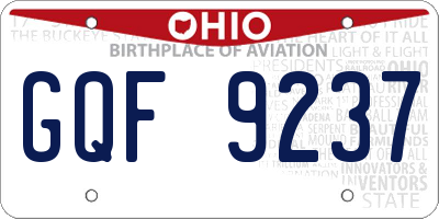 OH license plate GQF9237