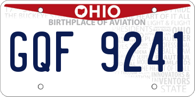OH license plate GQF9241