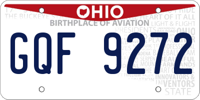 OH license plate GQF9272