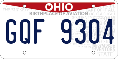 OH license plate GQF9304