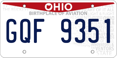 OH license plate GQF9351