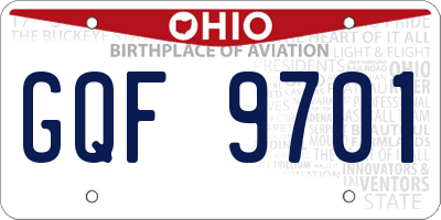 OH license plate GQF9701