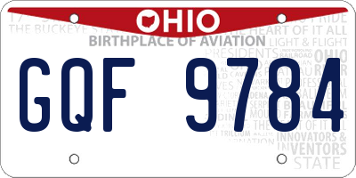 OH license plate GQF9784
