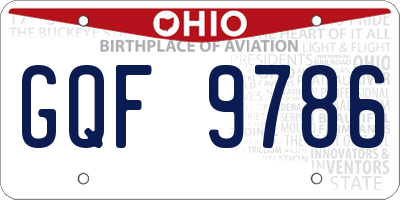 OH license plate GQF9786