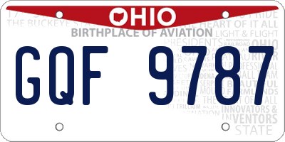 OH license plate GQF9787