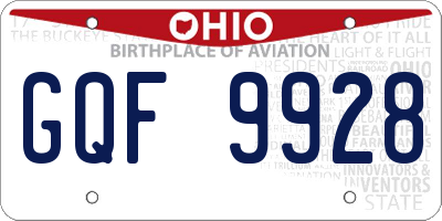 OH license plate GQF9928