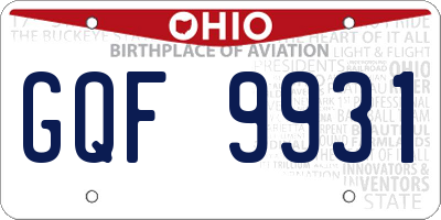OH license plate GQF9931