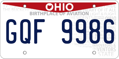 OH license plate GQF9986