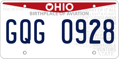 OH license plate GQG0928