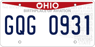OH license plate GQG0931