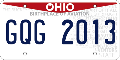 OH license plate GQG2013