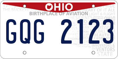 OH license plate GQG2123