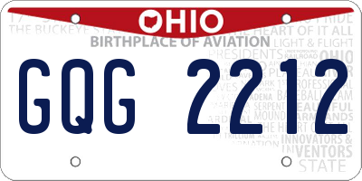 OH license plate GQG2212