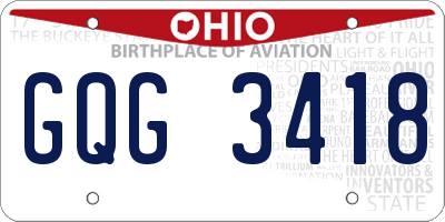 OH license plate GQG3418