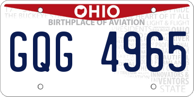 OH license plate GQG4965