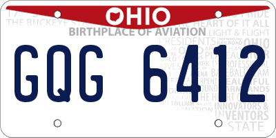 OH license plate GQG6412