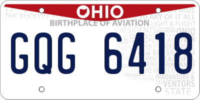 OH license plate GQG6418