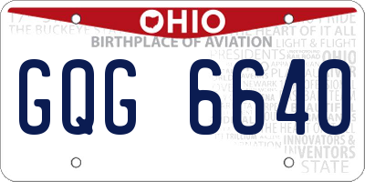 OH license plate GQG6640