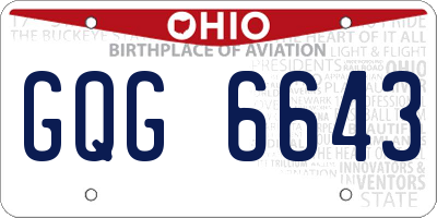 OH license plate GQG6643