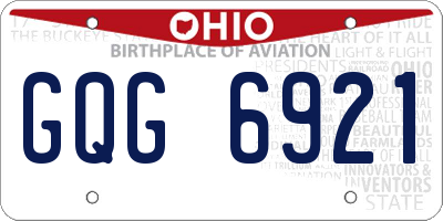 OH license plate GQG6921