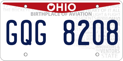 OH license plate GQG8208
