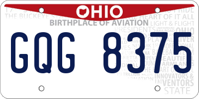 OH license plate GQG8375
