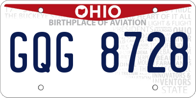 OH license plate GQG8728