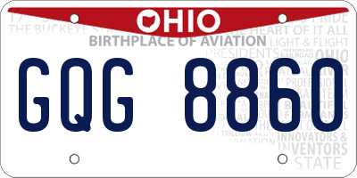 OH license plate GQG8860