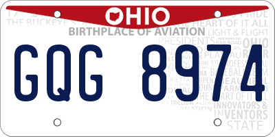 OH license plate GQG8974