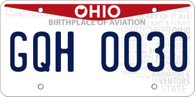 OH license plate GQH0030