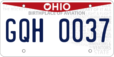 OH license plate GQH0037